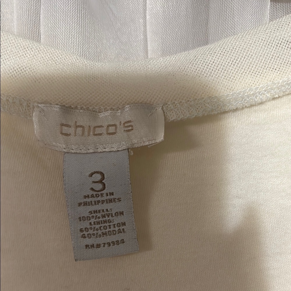 PLUS SIZE Chico's Cream Ruffle Tank Top - Picture 2 of 9